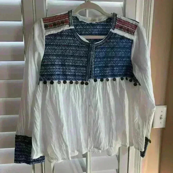 Velzera embroidered bohemian top with tassel and coin detail - Picture 3 of 12